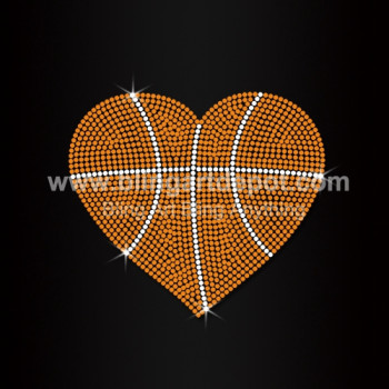 Basketball Heart Rhinestone Iron On Transfers Basketball Heart Rhinestone Iron On Transfers